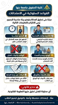 Benha University | Exam Code of Conduct&nbsp;In order to ensure fairness and provide